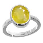 Clara Yellow Sapphire Pukhraj 3cts or 3.25ratti Stone Silver Adjustable Ring for Men