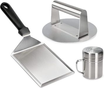 Smashed Burger Kit, Stainless Steel Burger Press, Grill Spatula and Spice Dredge Shaker - Burger Smasher Griddle Accessories Kit for Flat Top Griddle Grill Cooking, Gift Package