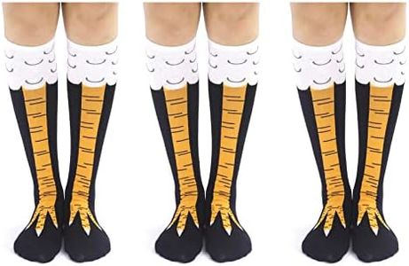 3 Pair Chicken Legs Socks Knee High Socks Chicken Feet Thigh High Stockings Novelty Funny Socks for Women (Christmas chicken legs 1 under the knee)