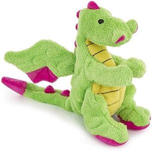 goDog Dragons with Chew Guard Technology Plush Squeaker Dog Toy, Bright Green and Pink, Small (70640)