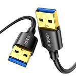 UGREEN USB to USB Cable, USB 3.0 A to USB A Data Transfer Cable 5Gbps SuperSpeed Male to Male Gold Plated Lead for Game Consoles, External Hard Drive, WD My Cloud, Printers, Modems, Blu-ray (0.5M)