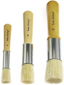 BLLNDX Wooden Stencil Brush 3PCS Natural Pure Hog Bristle Template Paint Brushes for Acrylic Oil Watercolor Art Painting Stencil Project Card Making DIY Crafts (#2,6# and #10)
