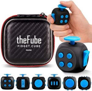 PILPOC theFube Fidget Cube, 6-Sided Stress Relief & Focus Toy for Adults & Kids, Boosts Concentration, Mindfulness Aid, Silent & Audible Modes, Includes Carry Case for Portability (Midnight Sapphire)