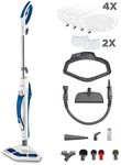 Polti Vaporetto SV460_DOUBLE Steam Mop with Handheld Cleaner, 17 Accessories, Kills and Eliminates 99.9% * of Viruses, Germs and Bacteria, White/Blue, PTGB0086