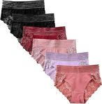 CINVIK Ladies Sexy Lace Panties Seamless Bikini High Waist Full Coverage Underwear Plus Size 6 Pack 3XL