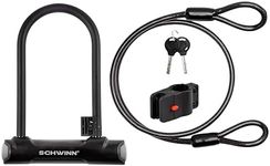 Schwinn Bike Max U-Lock with Double Crimped Cable, 2 Keys Included, 4 feet x 10mm Anti Theft Bicycle Lock, Security Level 5