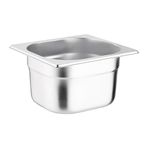 Vogue Gastronorm Pan 1/6, Stainless Steel Tray, Depth: 100 mm, Capacity: 1.7 Litres, Hot and Cold Food Storage Container, Bain Marie Compatible, Lid Sold Separately, K991