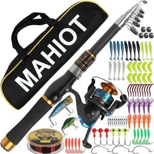Ensemble canne à pêche télescopique et moulinet en métal de 1,8 m avec ligne/leurres de pêche/sac de transport, kit complet pour eau salée et eau douce