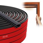 SUNMON Upgraded Silicone Weather Stripping Door Seal Strip for Doors and Windows, 39.4ft Self-Adhesive Door Soundproofing Strip (Black)