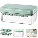 Ice Cube Tray With Lid and Bid, Ice Trays for Freezer Easy Release Ice Cube Mold with 2 Trays 1 Ice Bucket & Scoop Making 60 Pcs 0.7in Ice Cubes Chilling Cocktail Whiskey Tea Coffee (Green)