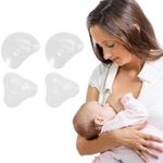 Contact Nipple Shields, 2 Pairs Nipple Shields Breastfeeding, Nipple Shell Guards for Nursing Newborn Baby, BPA Free Reusable Soft Silicone, for Support and Enhance Breastfeeding, Transparent