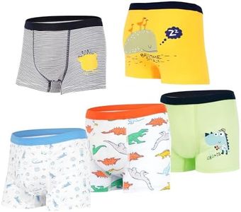 LIFPAU Boys Boxer Briefs Toddler, Underwear Training Pants, Soft Breathable Cotton 5 Pack for Little Boys 2-4 Years(02,2-4T)