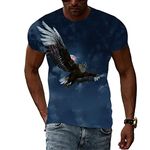 Men's Summer Funny 3D Printed Short Sleeve T-Shirts Eagle Printed Casual Novelty Graphic Tees