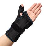 Vissco Wrist Brace with Thumb Support, Removable Splints, Wrist & Thumb immobilizer, Thumb & Wrist Sprain/Strain (Black)