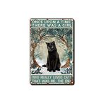 Tin Sign Black cat had a Girl she Really Loves The Black cat Mural and Retro Metal Sign for cat Lovers Home Kitchen Bar Room Garage Cafe Decor Outdoor 8x12inch