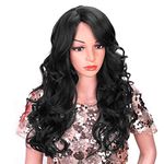 Samyak Fashion Women Long full head curly/ wavy middle partition Cosplay Party Replacement Hair wig