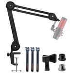 DIGIMORE Microphone Stand Heavy Duty Mic Stand Suspension Mic Holder Stand Adjustable Scissor Boom Arm Stand with Mic Clip for Blue Yeti Snowball and Blue Yeti Nano Dynamic & Condenser Mic (D-120)