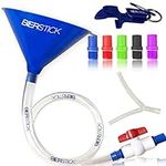 Beer Bong Tube and Funnel with Valve, Kink-Free Hose, 5 Interchangeable Mouthpieces, Shotgun Keychain Tool - Optional Single or Double Header Y Attachment for Bierstick Beerbong