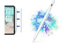 Aluminium Stylus Pen For Apple iPad Pro/Air(2018-2022), Palm rejection comes with Charger and with 2 Replacement Tips, A Substitute For Apple Pencil, With Tilt Bold Function, Palm Rejection (White)
