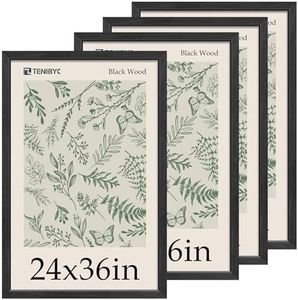 TENIBYC 24x36 Poster Frame 4 Pack, Textured Black Wood Picture Frame, Suitable for Photos, Puzzles, Paintings & Maps, Wall Hanging