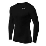 TCA Boys' HyperFusion Compression Base Layer Top Long Sleeve Under Shirt - Crew Neck - Black, 12-14 Years