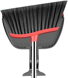 EZKEY Broom and Step-on Dustpan Set, 59-in Adjustable Long Handle Broom with Dustpan Combo Set Outdoor Angle Broom for Sweeping Indoor Dust Pet Hair for Cleaning Kitchen Garage Deck Patio, Black&Red