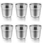 Cups for Toddlers Kids, E-far 6 Ounce Stainless Steel Insulated Tumblers for Children Preschoolers, Training & Transition, Double Wall & Shatterproof, Mirror Polished & Dishwasher Safe - 6 Pack