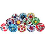 SHOPCREW Ceramic Pulls Knobs Multicolor Vintage Hand Painted Decorative Cabinet Knobs for Kitchen Drawer & Door, Wardrobe, Cupboard Pack of 12