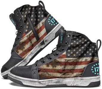 GXZUORUI Custom Design Motorcycle Shoes for Men, Unisex Customized Personalized Photo Name Casual Motorcycle Riding Shoes Motocross Protective Boots with Side Zipper, Ankle Support Footwear (Flag-Vintage, Adult, Men, 12, Numeric, US Footwear Size System, Medium)