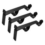 uxcell Curtain Rod Brackets, 3Pcs - Curtain Rods Double Holder, Double Rod Curtain Support Brackets Fit for 1-1.1 Inch Drape Poles for Wall Hanger (Black)