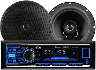 BOSS Audio Systems 638BCK Car Stereo Package – Single Din, Bluetooth Audio and Calling, Aux in, USB, No CD DVD Player, AM/FM Radio Receiver, 6.5 Inch 2 Way Full Range Speakers