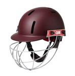 Gunn & Moore GM Purist GEO II Cricket Batting Helmet, BSI Approved, Geodesic Ultra-Strong Grille, Maroon, Junior 540 - 590 mm