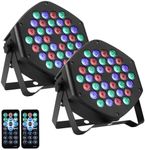 36 LED Stage Lights RGB DJ LED Par Lights Remote & DMX Controlled Voice Activated Auto Play Lights for Wedding Birthday Christmas Holiday Music Show Dance Party Stage Lighting - 2 Pack