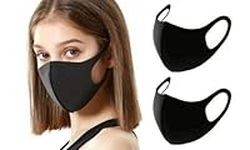 [12-Pack] Black Unisex Single-Layer Reusable and Washable Polyester Face Masks | Soft and Comfortable Face Covering with Stretchy Ear Loops | Breathable Sports Mask for Protection Outdoor + Indoor