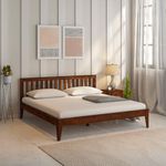 wakeup INDIA Sheesham Solid Wood Without Storage Bed | 3 Year Warranty | Luxy Low Height Bed | Rosewood Bedroom Bed (King Size - 78x72 inch, Light Rosewood Colour Finish)