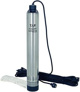 T.I.P. Brunnenpumpe - Tiefbrunnenpumpe Edelstahl (57 m Förderhöhe, 5,7 bar Druck, 6.000 l/h Fördermenge, 20 m Eintauchtiefe, 1.100 W, inkl. Ablassseil und 23 m Anschlusskabel) AJ 4 Plus 100/57, 30086