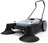 Dapper Supply Walk-Behind Outdoor Hand Push Floor Sweeper - 10.5 Gallon Capacity - 36" Sweeping Width - Sweeps up to 39,500 ft² / Hour, Grey