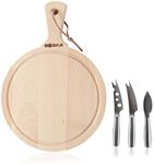BOSKA Wooden Cheese Board Set - Amigo Best for Cheese, Tapas, Bread, and Desserts Presentation - Board Slab with Non-Slip Feet - Cutting and Charcuterie Board - Dishwasher Safe