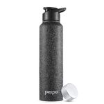 PEXPO Chromo Stainless Steel Sports/Fridge Water Bottle With Sipper & Steel Cap, 1 Litre, Black | Eco friendly | BPA Free | Water Bottle for Office, Gym, School, Yoga, Trekking, Adults & Kids