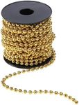 Christmas Bead Chain, 1 Roll Christmas Tree Decoration Chain,10M Long Christmas Bead Garland Decoration, String Chain Hanging Pearl Beads for Home Christmas Wedding DIY Decoration (Gold)