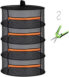 Desy & Feeci Herb Drying Rack, Plant Hanging Dry Net with Orange Zipper (4 Layer-D24xH32 inch)
