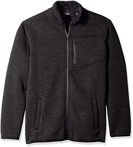 IZOD Mens 45GK035 Advantage Performance Full Zip Sherpa Fleece Jacket Long Sleeve Fleece Jacket - Gray - Small