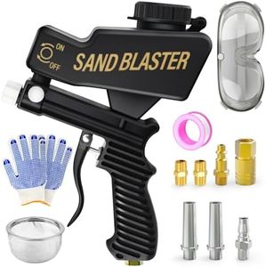 QCDENG Black Air Portable Handy Sand Blasters, Small Sand Blaster, Air Sand Blaster Gun Kit for Air Compressor Remove Paint, Rust, Stains, and Grime from Metal and Wood Surfaces