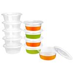 Surflyee 50 Pack Plastic Containers with Lids, 50ML 2OZ Plastic Food Containers with Lids, Sauce Pots, Leakproof, Small Plastic Pots for Takeaway Food, Plastic Pots for Dip, Soup, Salad, Condiment