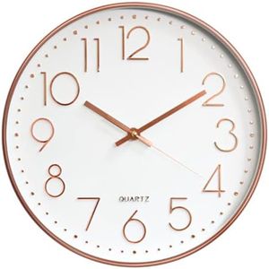 Uandhome Modern Non-Ticking Silent Wall Clocks, 12 Inch Classic Wall Clocks Quartz Decorative Clocks, Classic Large Number Round Clock for Bedroom Home Kitchen Room Office School