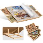 Becko US 1000-Pc Tilting Jigsaw Puzzle Board with 4 Colorful Drawers & Cover, Adjustable Puzzle Table with Built-in Easel/Stand, Portable Tables with Storage for Adults, with Premium Flannel Tabletop