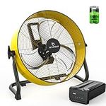 Airvention 15600mAh Rechargeable Battery Operated Drum Fan, 12 inch Yellow Industrial High Velocity Floor Fan, Shop Fan for Camping Gym Garage Outdoor Indoor, AI-F600Y