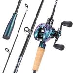 Sougayilang Souagyilang Chameleon Paint BaitCasting Fishing Rod Reel Combo,2 Pieces Medium Heavy Pole with High Speed Casting Gear Baitcaster Combo 5.9ft Right Hand