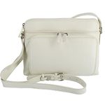 CTM® Women's Leather Shoulder Bag Purse with Side Organizer, Bone