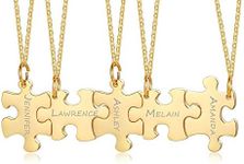 Hisatan Personalized Customized 3/4/5 Pieces Matching Puzzle Piece BFF Friendship Necklaces Set,Soul Sister Gift